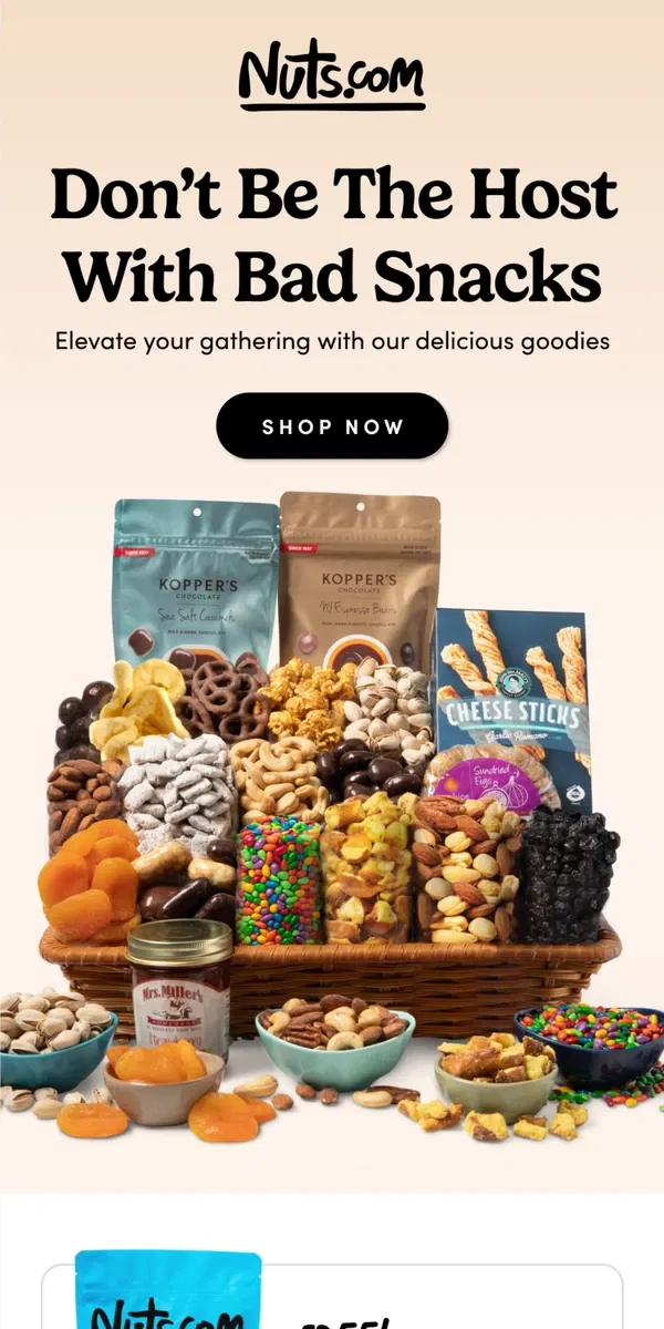 Email from Nuts.com. Hosting Essentials 🎉