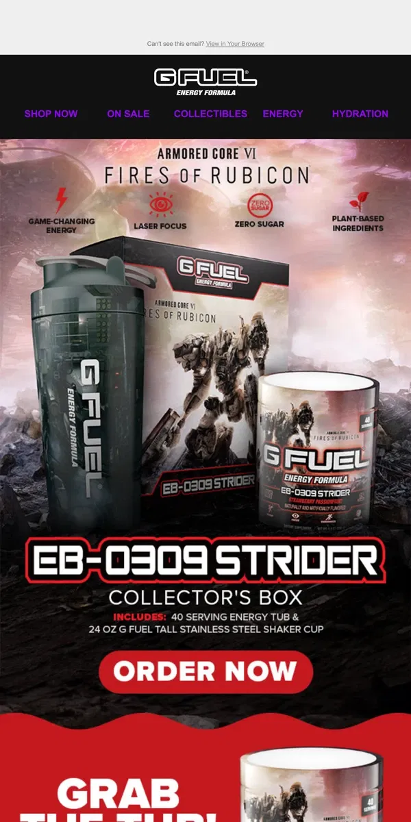 Email from G FUEL. 🎮🤖 Discover the Power of EB-0309 Strider Today