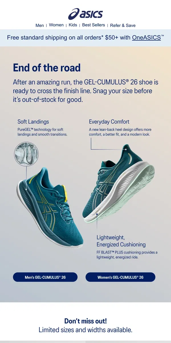 Email from ASICS. This daily trainer is leaving soon...