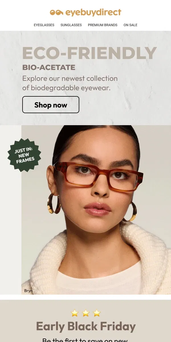 Email from Eyebuydirect. Eco Eyewear Style ✨🌿