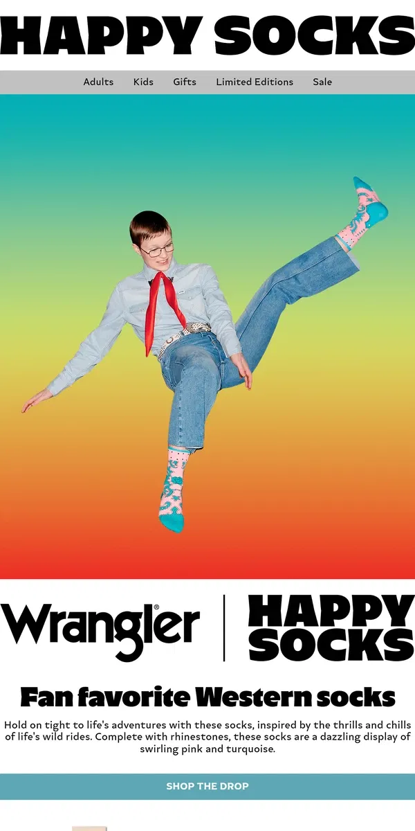 Email from Happy Socks. The Best of the West ft. Wrangler