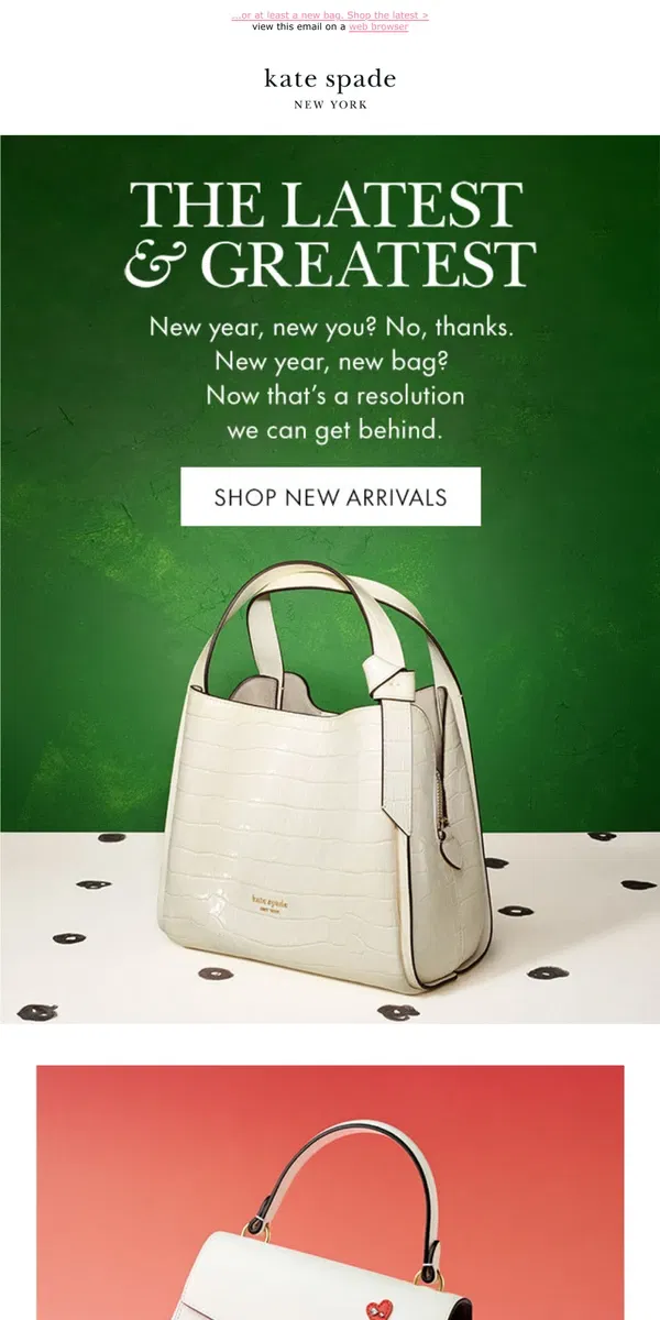 Email from Kate Spade. New year, new everything