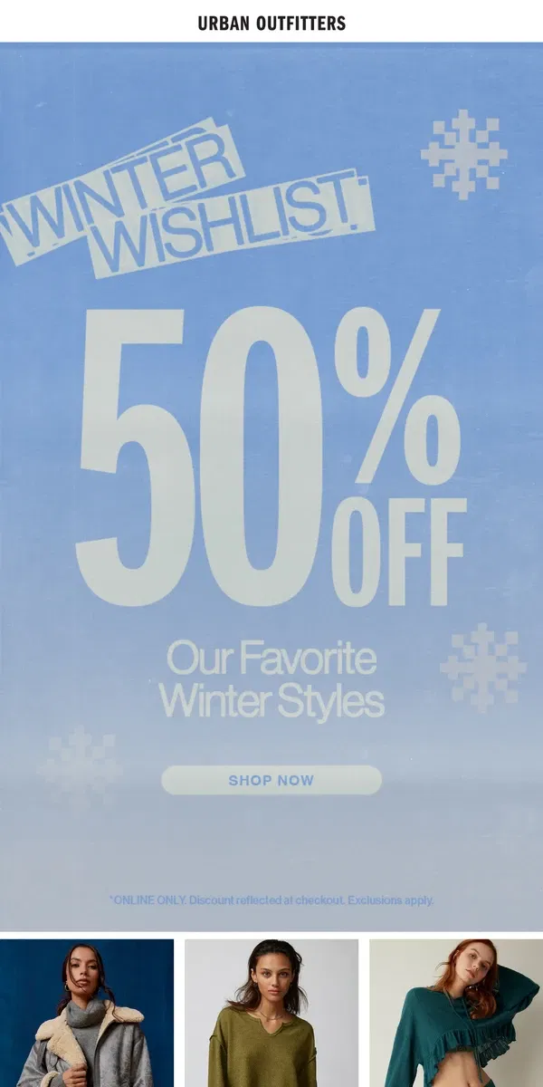 Email from Urban Outfitters. winter sale ❄️ last chance!