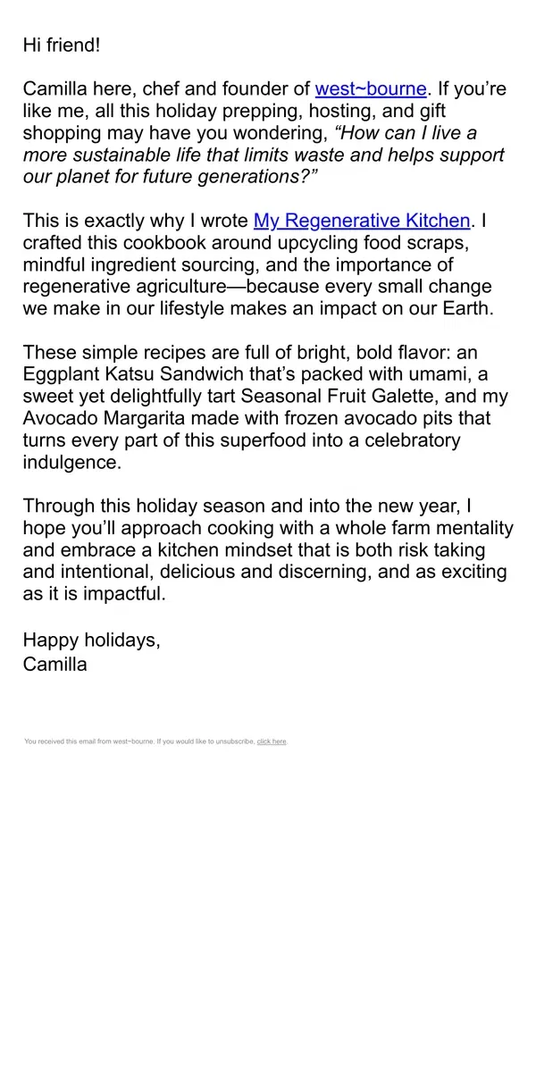 Email from west-bourne. Make an impact right from your kitchen