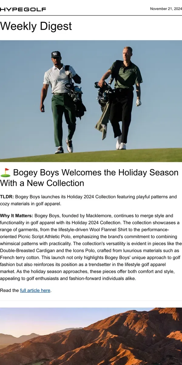 Email from Hypebeast. A Golf Resort That Cures More Than Just Your Swing? 🪷