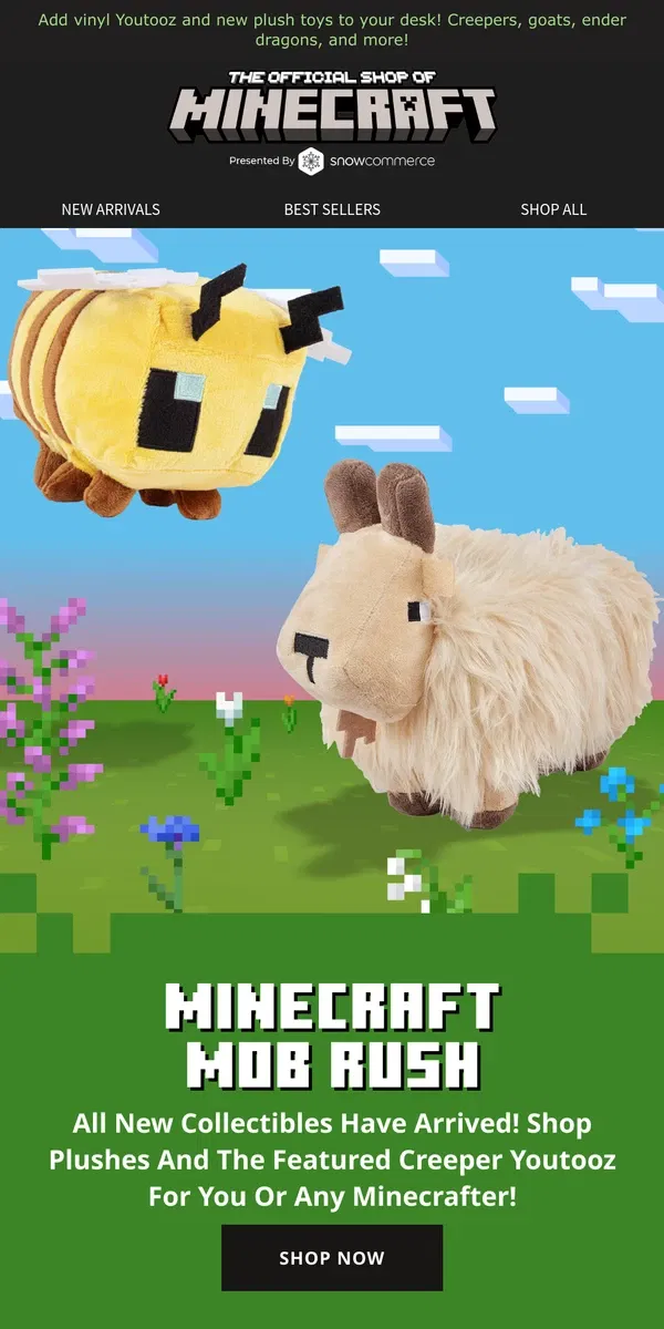 Email from Minecraft. New Plush, New Youtooz Figures–Shop Minecraft Collectibles