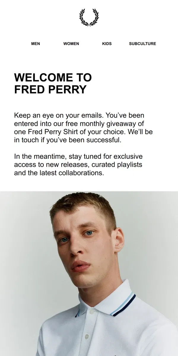 Email from Fred Perry. Thanks for Subscribing