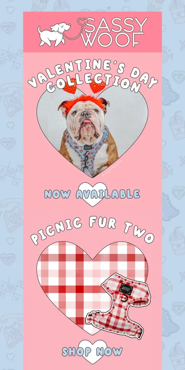 Email from Sassy Woof. NEW Valentine's Day Collection! 💘