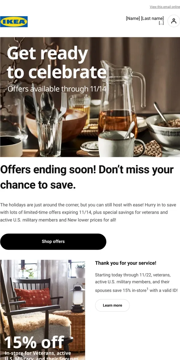 Email from IKEA. Offers ending soon – hurry to save today!