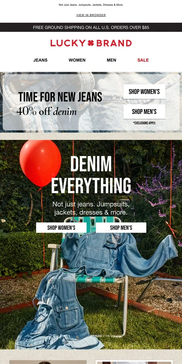 Email from Lucky Brand. All Denim Everything: 40% OFF!