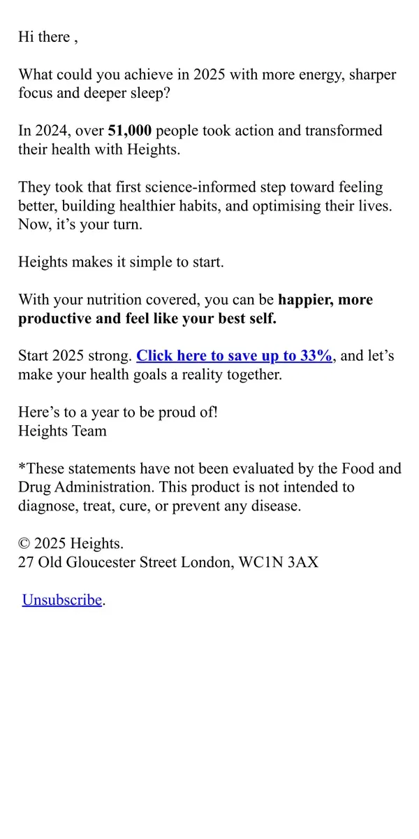 Email from Heights. Your healthiest year starts today 💪