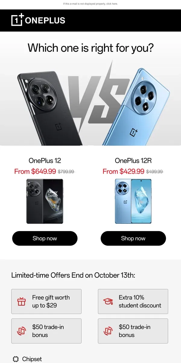 Email from OnePlus. Which one is right for you?