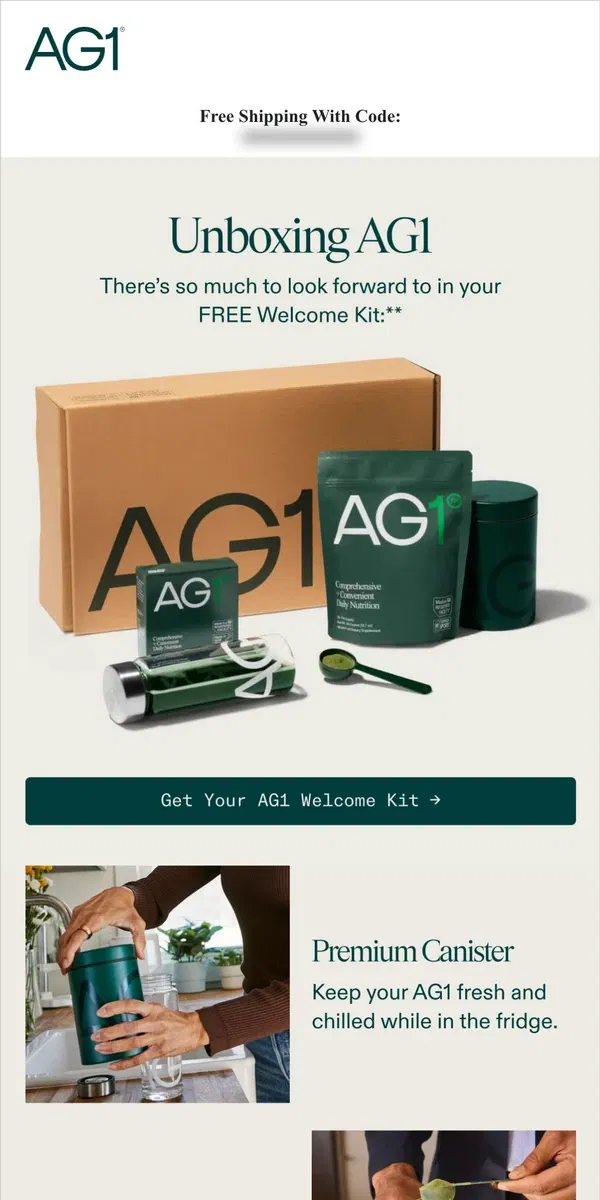 Email from AG1 by Athletic Greens. Free Shipping to Fuel Your Best Days!