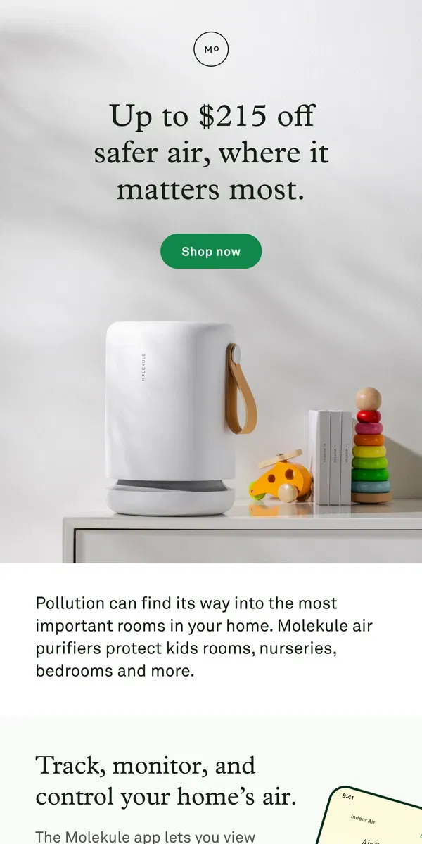 Email from Molekule. Don't pay full price for clean air.