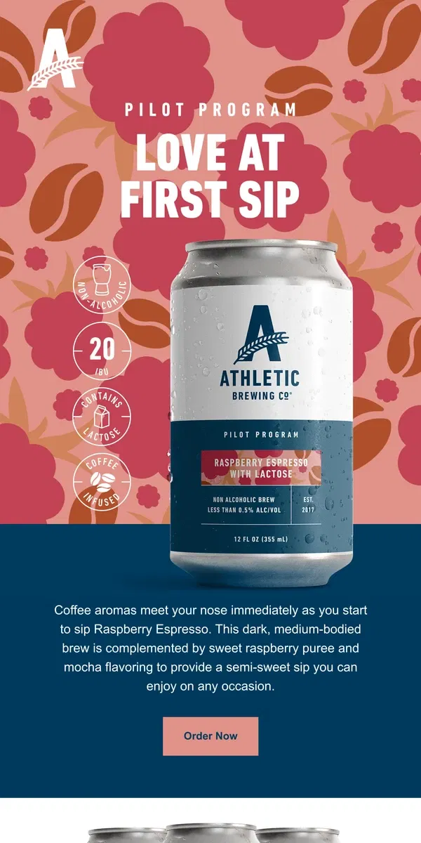 Email from Athletic Brewing Co. Love at First Sip: Meet Raspberry Espresso ❤️