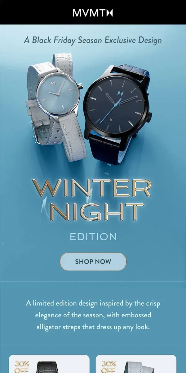 Email from MVMT. JUST DROPPED: Winter Night Edition