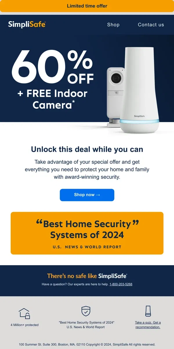 Email from SimpliSafe. You deserve this special offer