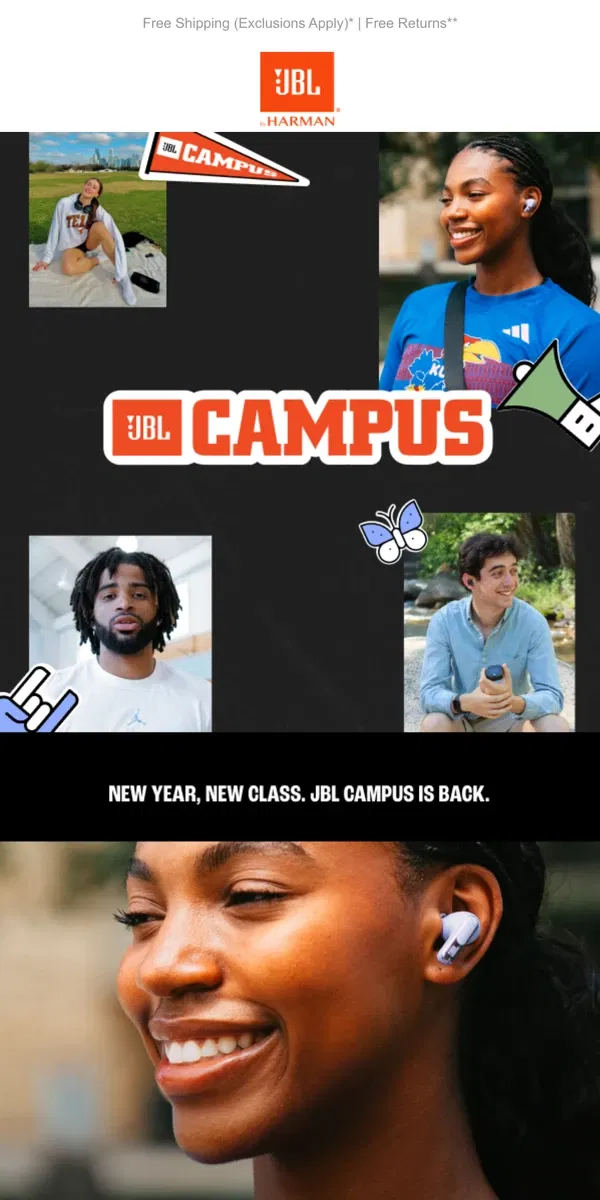 Email from JBL. New Year. New Class.  JBL Campus is Back