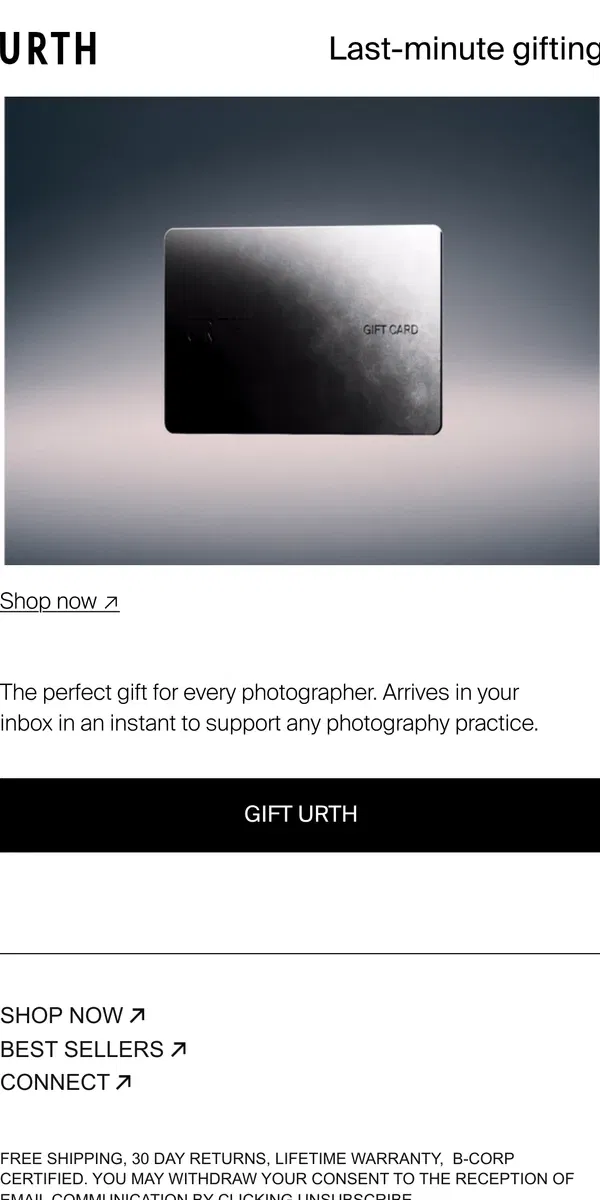 Email from Urth. Need a last-minute gift?