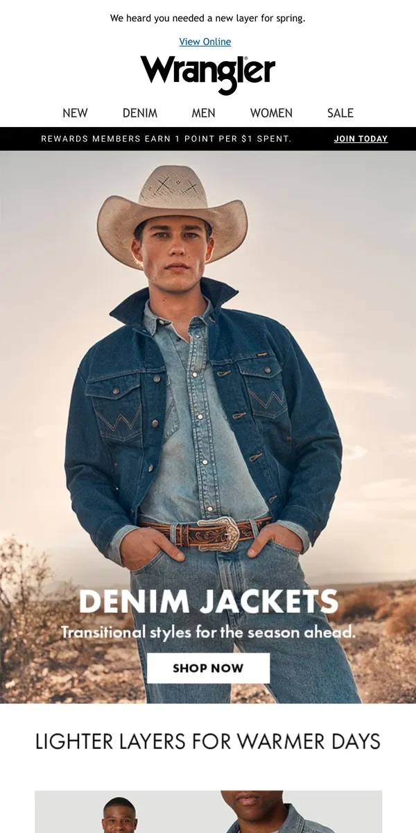 Email from Wrangler. Open for our denim jacket picks