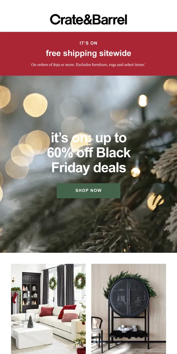 Email from Crate & Barrel. FINAL HOURS | Black Friday