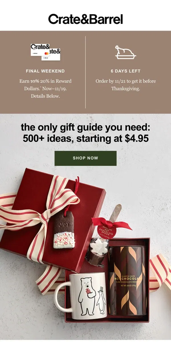 Email from Crate & Barrel. The ONLY gift guide you need →