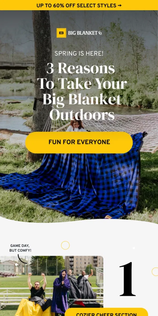 Email from Big Blanket Co. Outdoor Adventure Upgrade ➡️