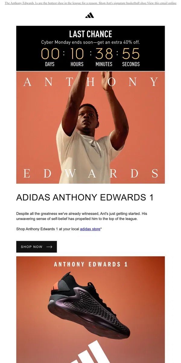 Email from Adidas. Just Dropped: Iron Metallic