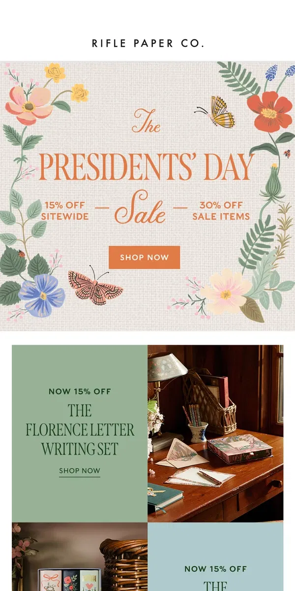 Email from Rifle Paper Co.. Your Favorites, Now 15% Off