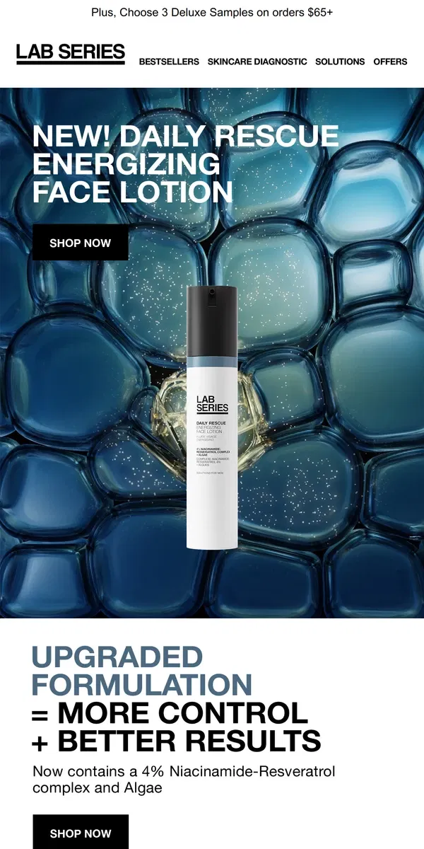 Email from Lab Series. NEW! Daily Rescue Energizing Face Lotion