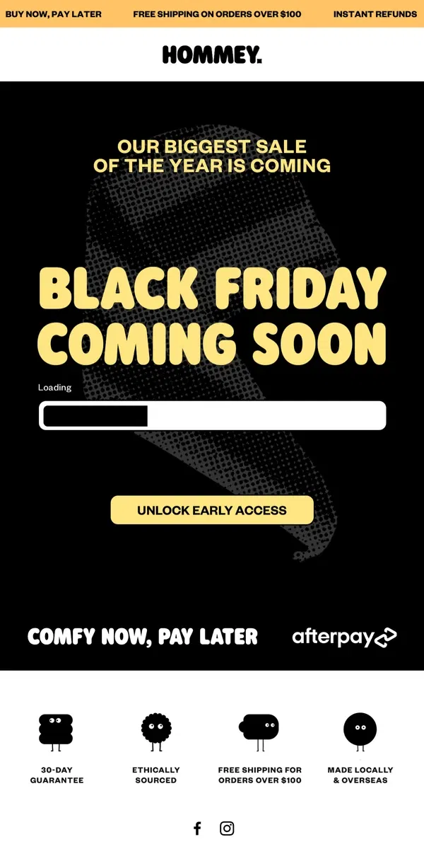 Email from Hommey. Unlock Black Friday Early Access 🔓