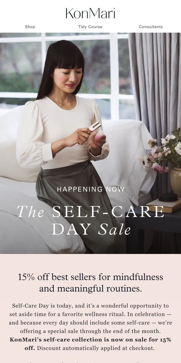 Email from KonMari. The Self-Care Day Sale