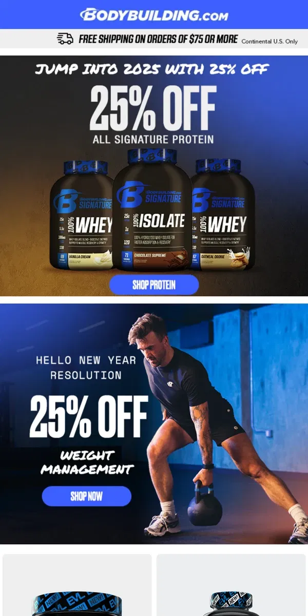 Email from Bodybuilding.com. 💪 Muscle Up Your Savings: 25% Off Signature Protein!