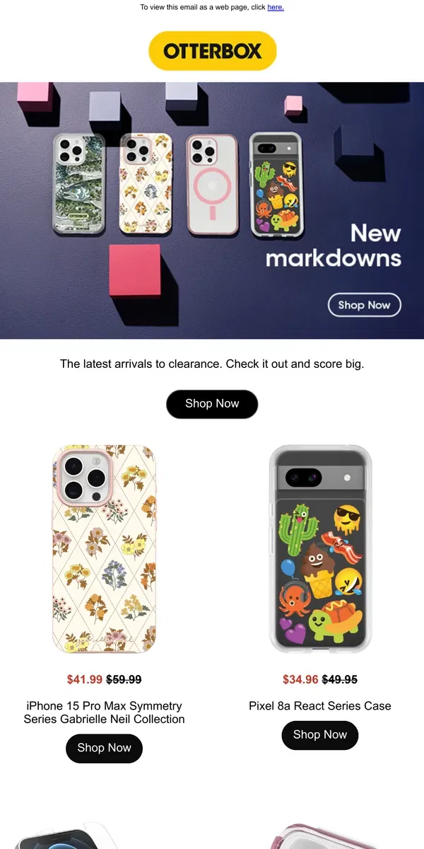 Email from OtterBox. Fresh finds on clearance