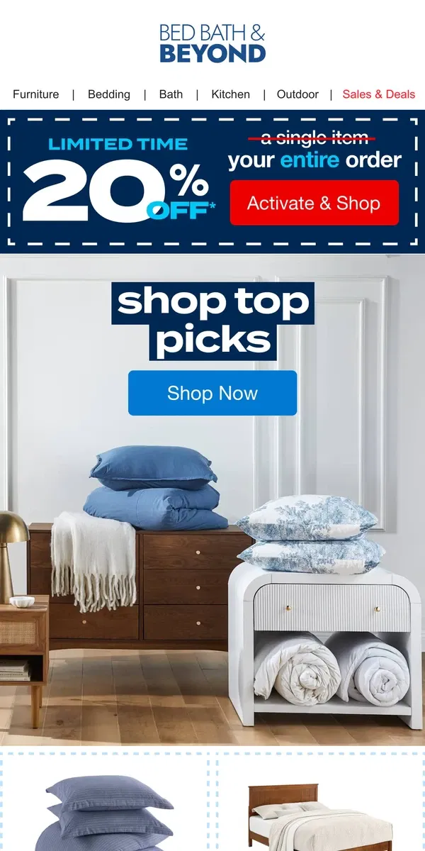 Email from Bed Bath & Beyond. Shop Fall’s HOTTEST Picks with 20% off Your ENTIRE ORDER 🍂🔥