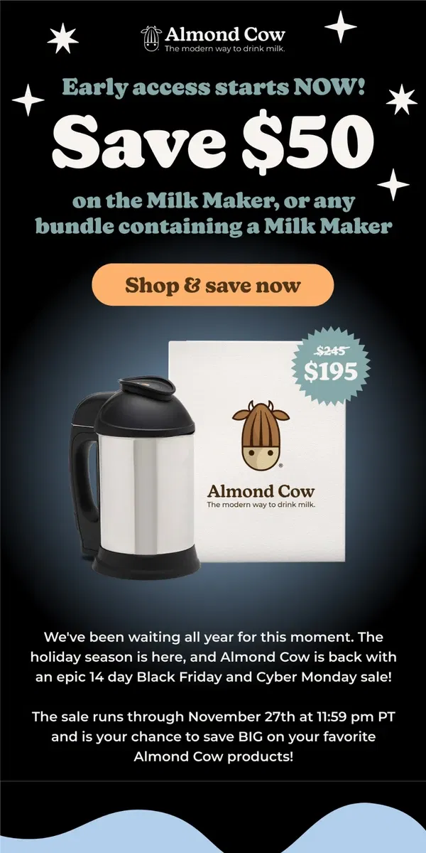 Email from Almond Cow. ⏳ Save $50!