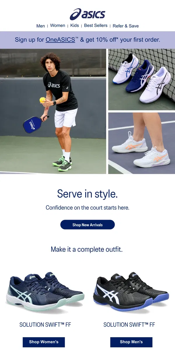 Email from ASICS. Court-ready styles you’ll love 🎾