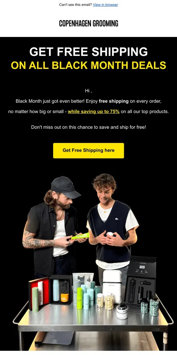 Email from Copenhagen Grooming. 🚨 Limited Time Offer: Free Shipping!