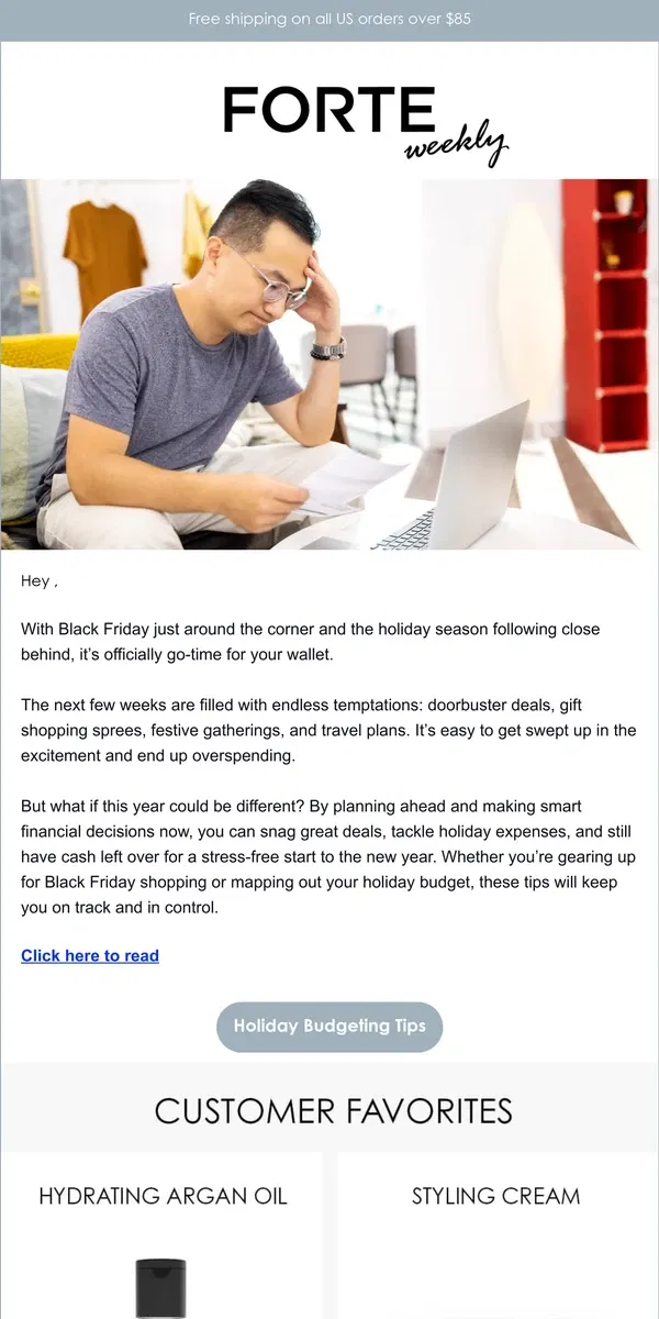 Email from Forte Series. How to enjoy the holidays…