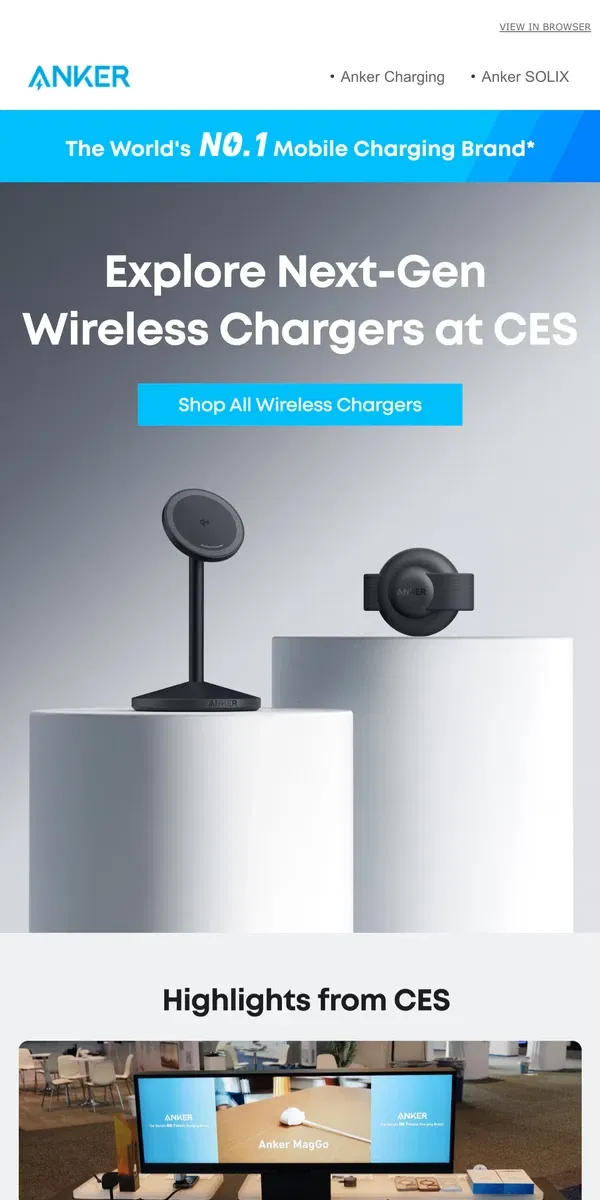 Email from Anker. ⚡ Discover Anker's Top Wireless Chargers at CES!