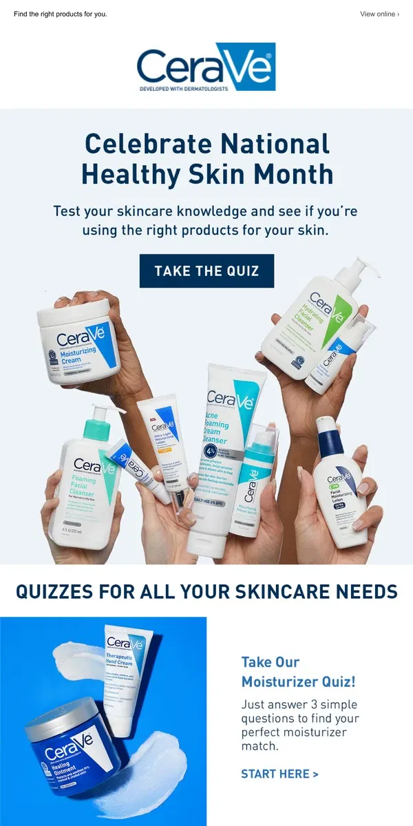 Email from CeraVe. Discover Your Healthy Skin Routine