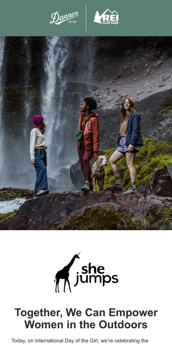 Email from Danner. Help women jump beyond their limitations