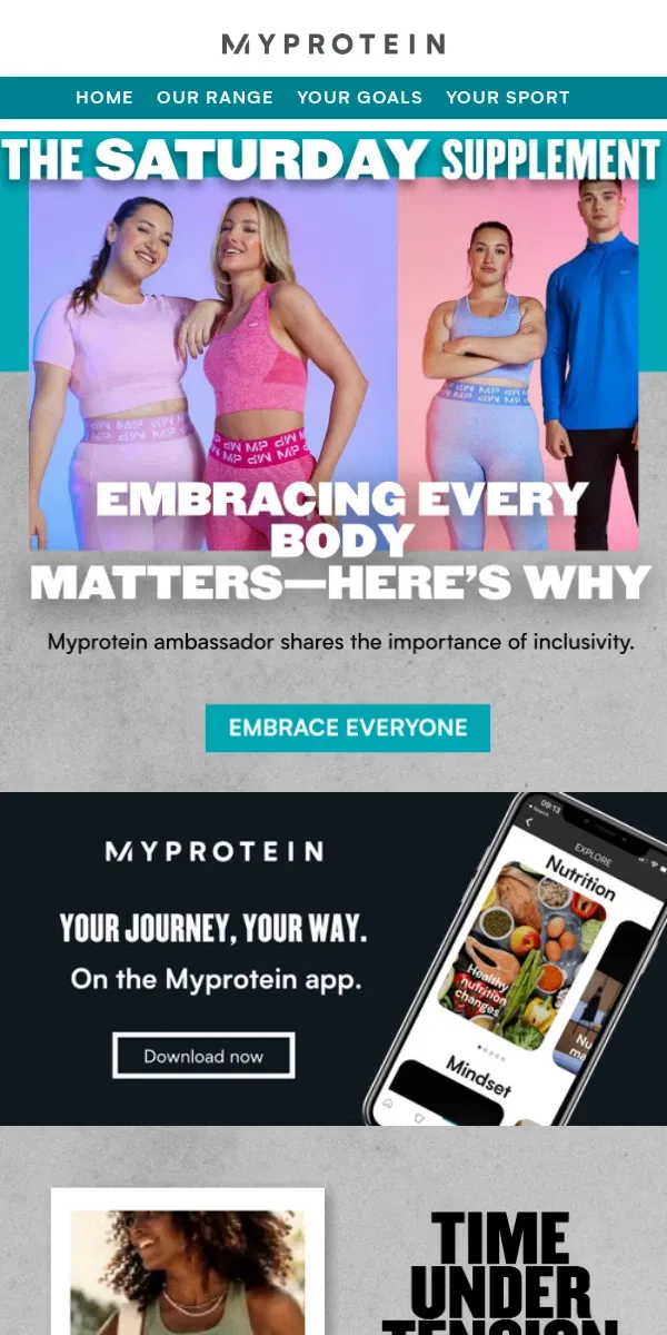 Email from Myprotein. Why body inclusivity matters