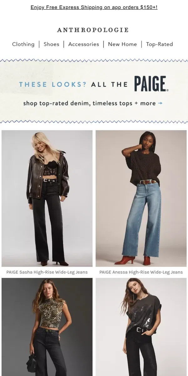 Email from Anthropologie. these looks? all. the. PAIGE. 🔥