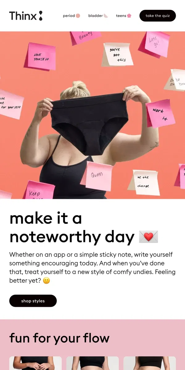 Email from Thinx. 🫶 Spread the (self) love