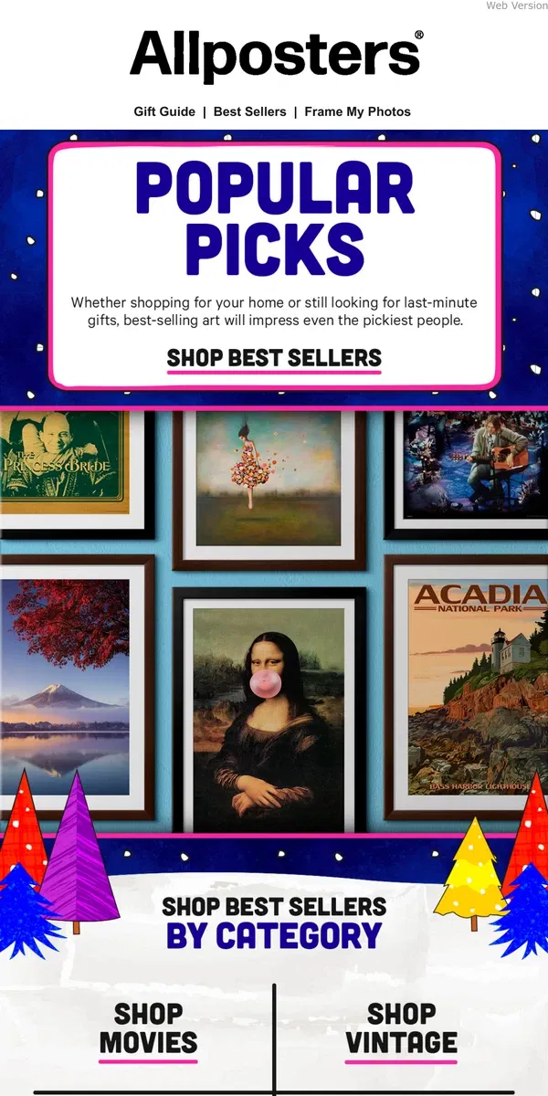 Email from AllPosters. Look! Best Sellers!