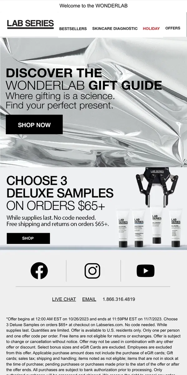 Email from Lab Series. The Holiday Gift Guide is here!