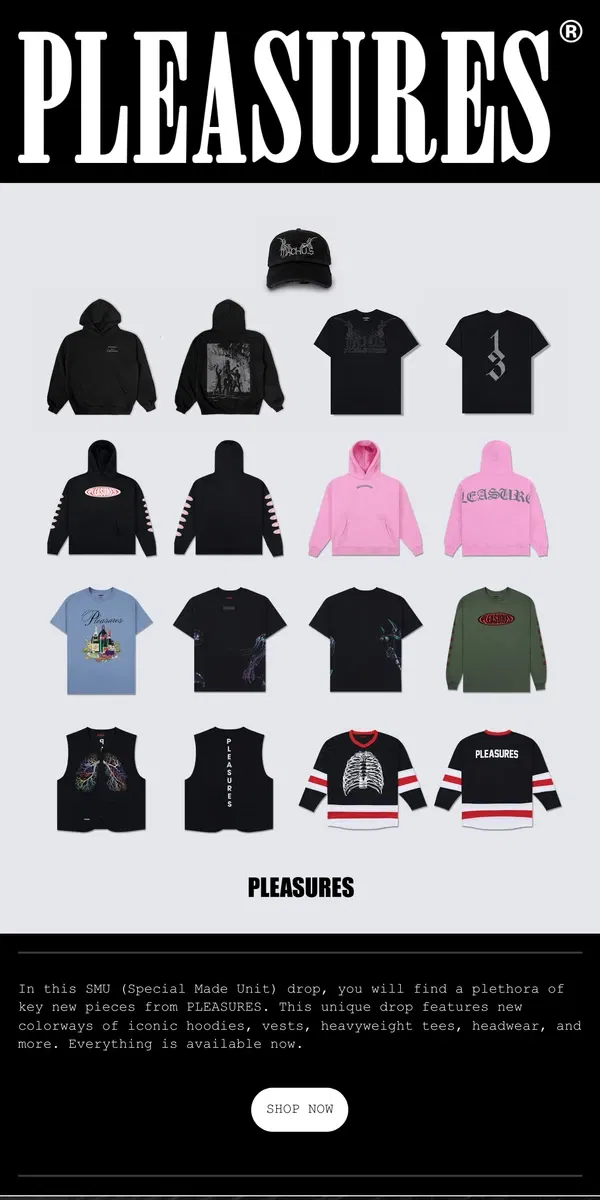 Email from PLEASURES. Special Made Unit Release