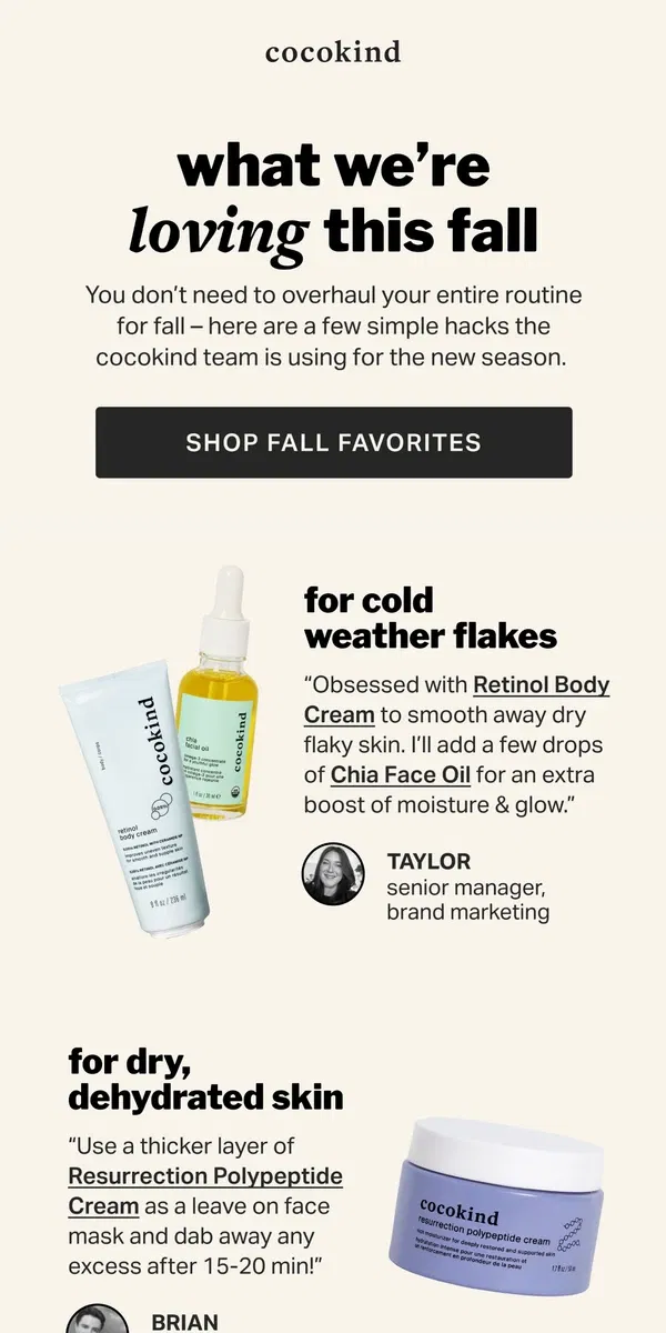 Email from cocokind. team cocokind’s seasonal faves