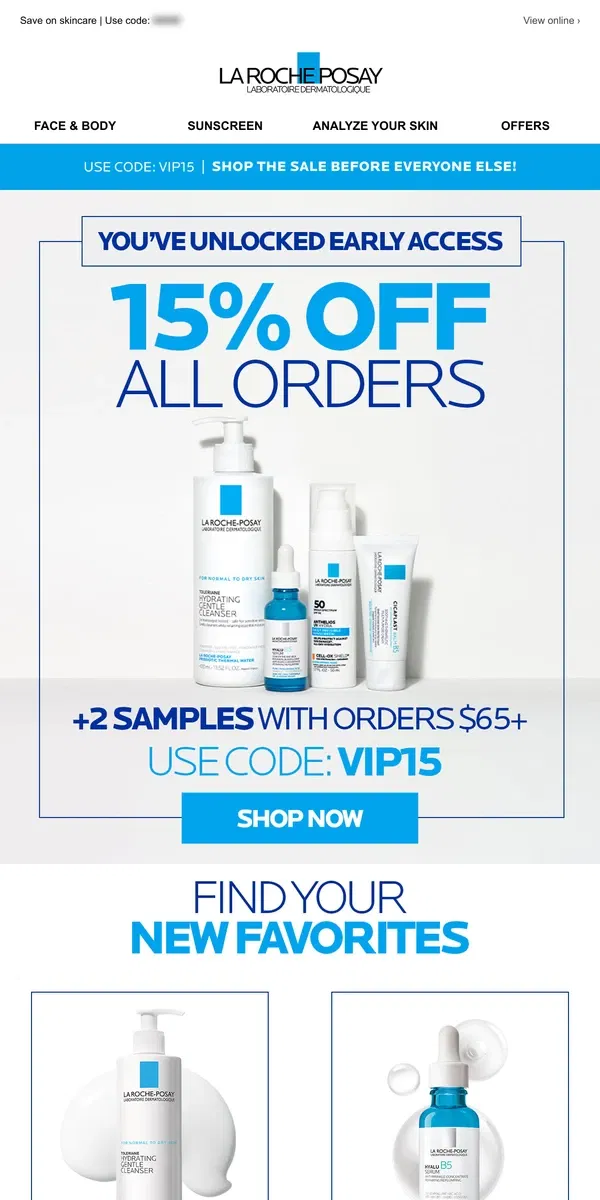 Email from La Roche-Posay. 2 Days to Shop: Early Exclusive